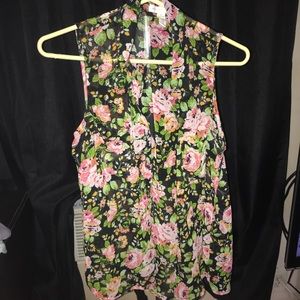 Button up, floral tank top